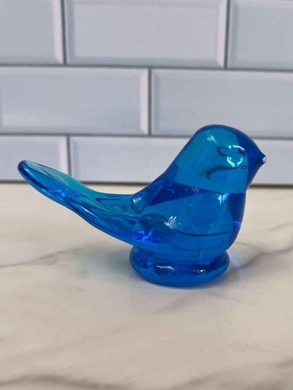 Vintage Leo Ward Glass Bird Figurine Bluebird of Happiness 1990s